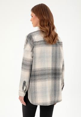 Kadın Gri Uzun Kollu Gömlek - 50297439014