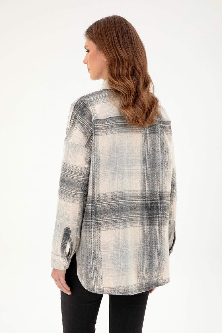 Kadın Gri Uzun Kollu Gömlek - 50297439014