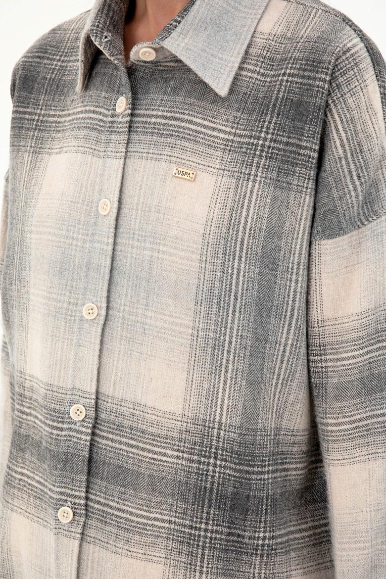 Kadın Gri Uzun Kollu Gömlek - 50297439014