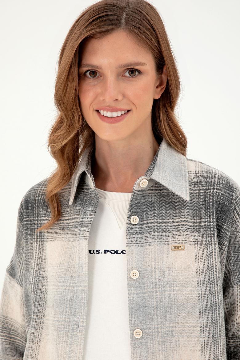 Kadın Gri Uzun Kollu Gömlek - 50297439014