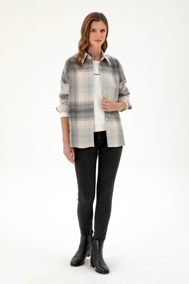 Kadın Gri Uzun Kollu Gömlek - 50297439014