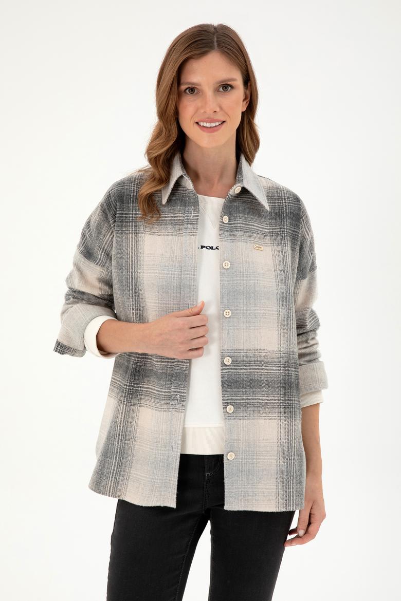 Kadın Gri Uzun Kollu Gömlek - 50297439014