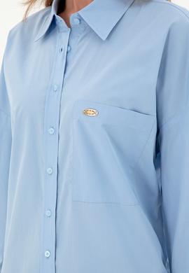 Kadın Açık Mavi Uzun Kollu Tunik Gömlek - 50297115004