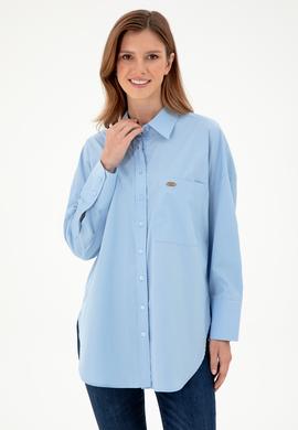 Kadın Açık Mavi Uzun Kollu Tunik Gömlek - 50297115004