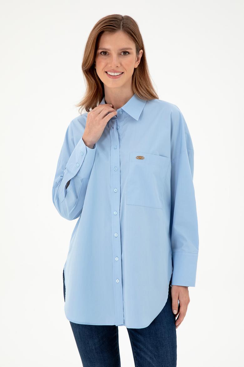 Kadın Açık Mavi Uzun Kollu Tunik Gömlek - 50297115004