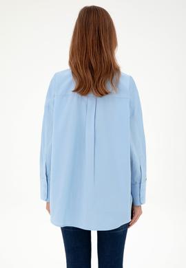 Kadın Açık Mavi Uzun Kollu Tunik Gömlek - 50297115004