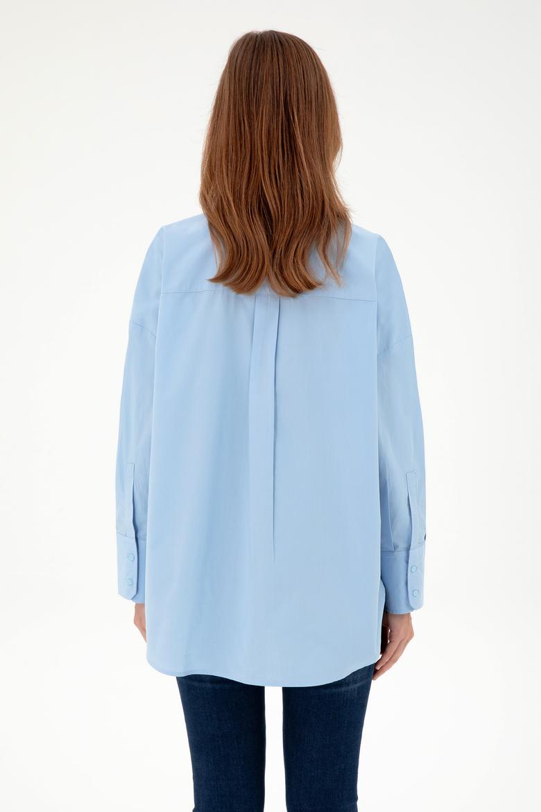 Kadın Açık Mavi Uzun Kollu Tunik Gömlek - 50297115004