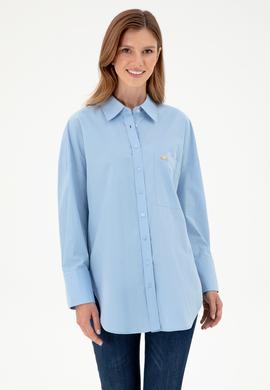 Kadın Açık Mavi Uzun Kollu Tunik Gömlek - 50297115004