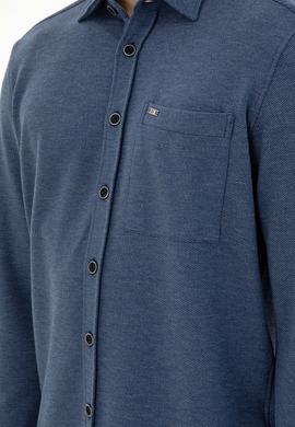 Erkek Lacivert Comfort Fit Cepli Örme Gömlek - 50306264016