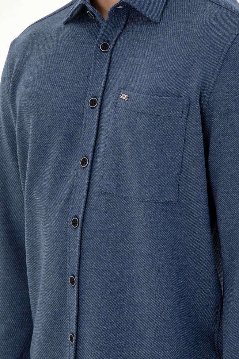 Erkek Lacivert Comfort Fit Cepli Örme Gömlek - 50306264016