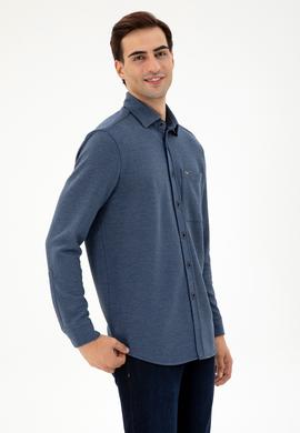 Erkek Lacivert Comfort Fit Cepli Örme Gömlek - 50306264016