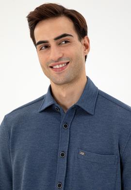 Erkek Lacivert Comfort Fit Cepli Örme Gömlek - 50306264016