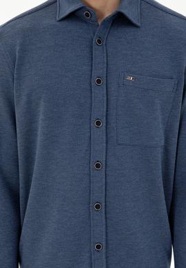 Erkek Lacivert Comfort Fit Cepli Örme Gömlek - 50306264016