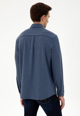 Erkek Lacivert Comfort Fit Cepli Örme Gömlek - 50306264016