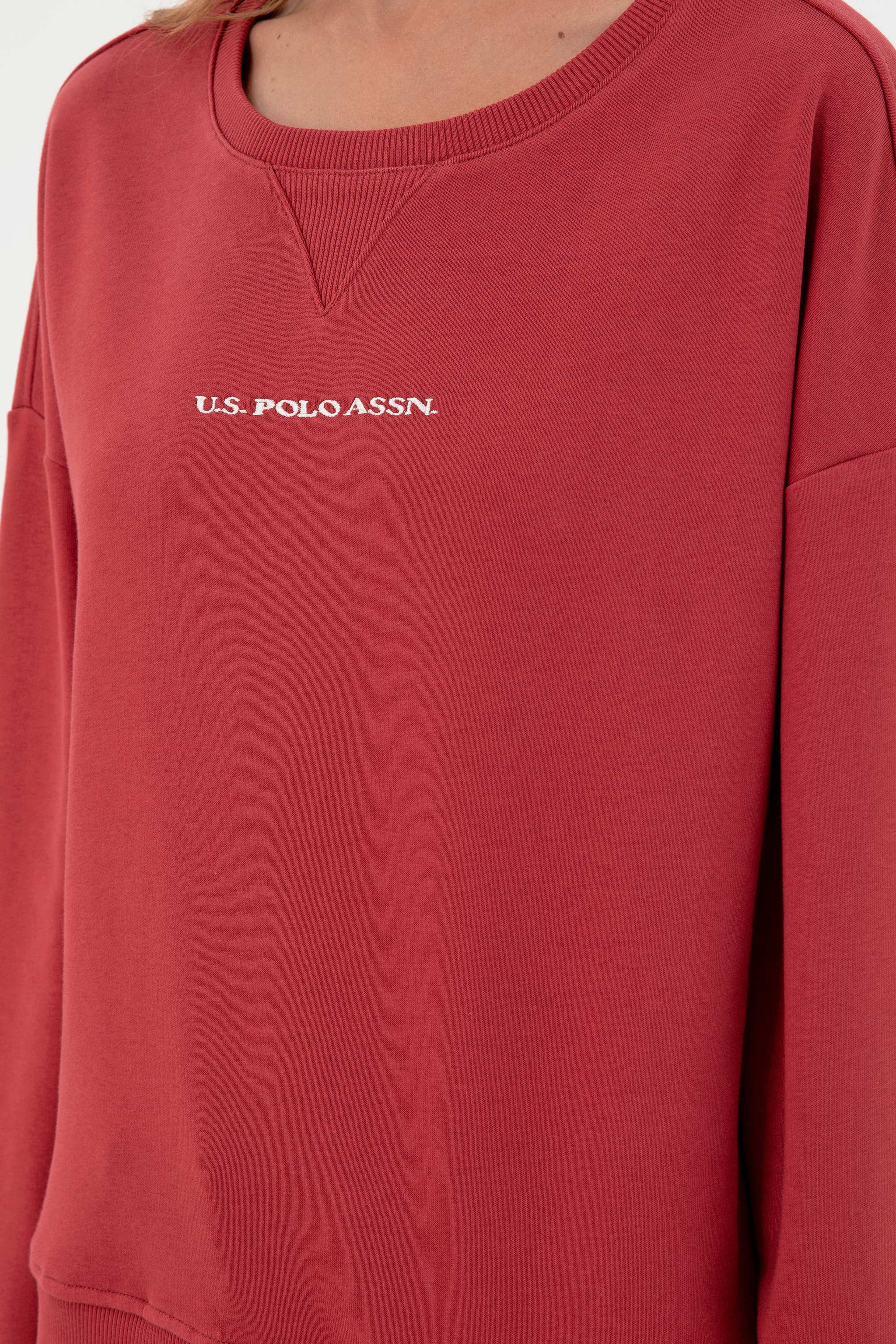 Kadın Vişne Bisiklet Yaka Sweatshirt - Image 7