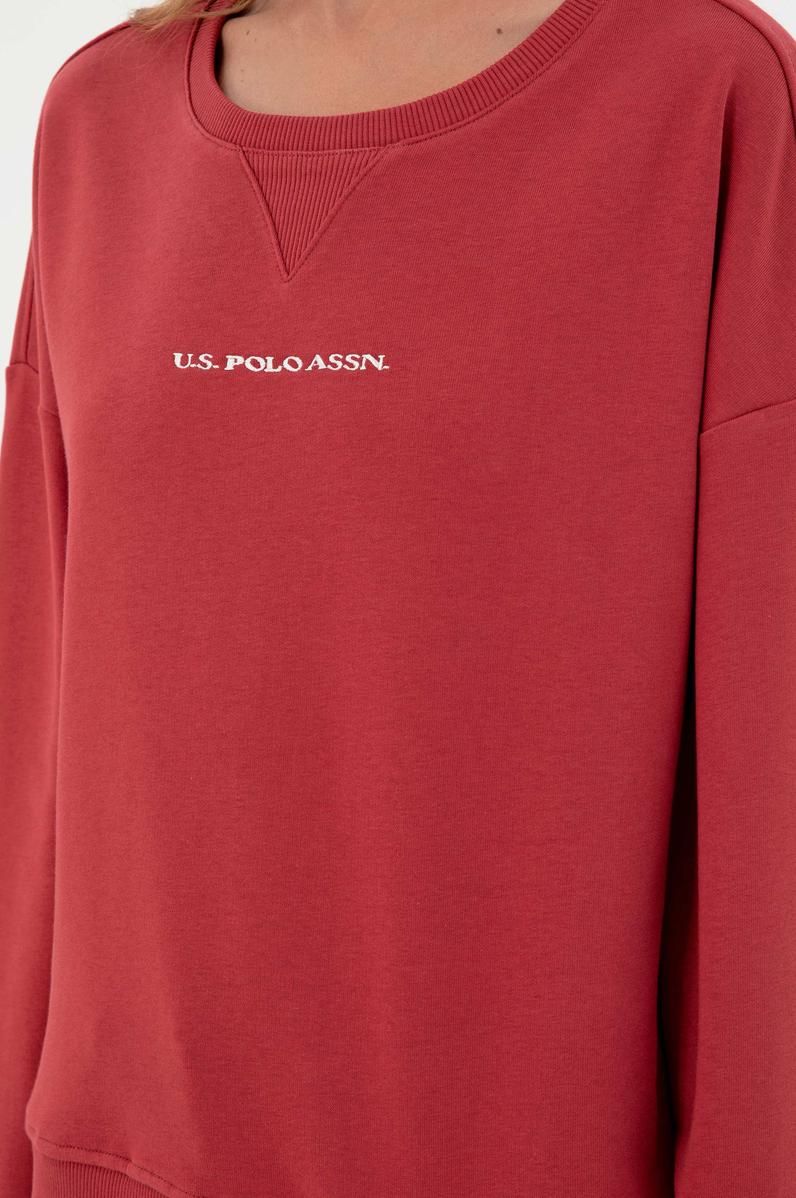 Kadın Vişne Bisiklet Yaka Sweatshirt