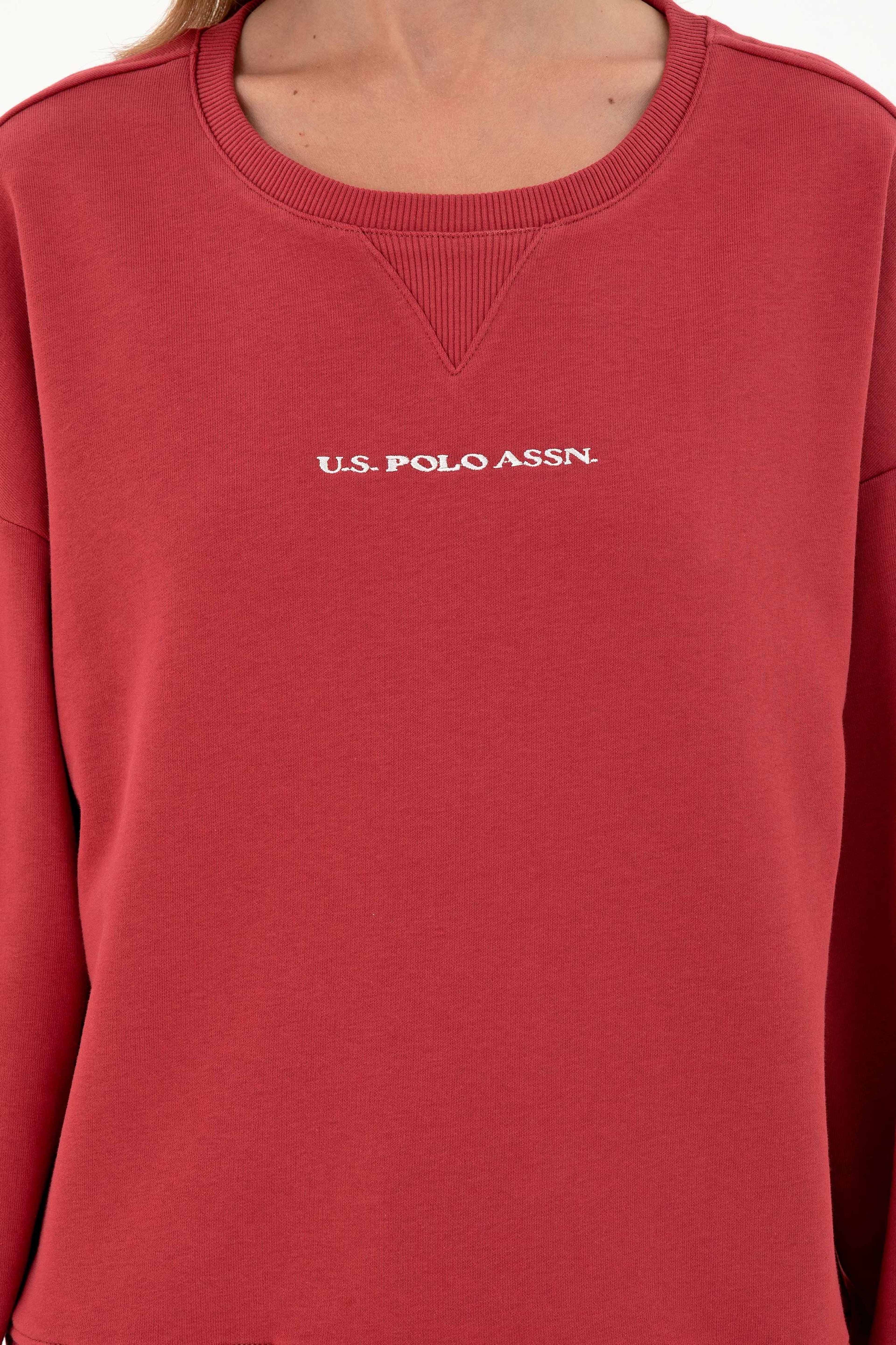 Kadın Vişne Bisiklet Yaka Sweatshirt - Image 6