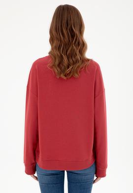 Kadın Vişne Bisiklet Yaka Sweatshirt - 50296945005