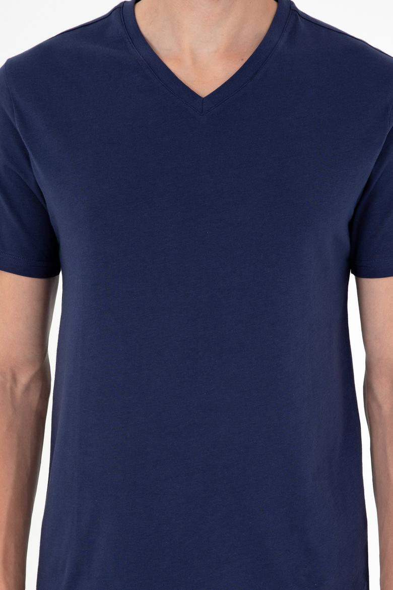 Erkek Lacivert Basic Tişört - 50284632054