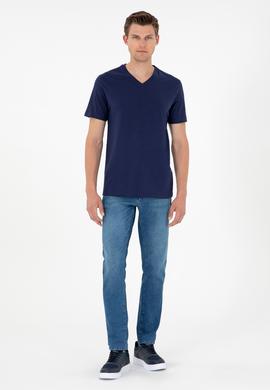 Erkek Lacivert Basic Tişört - 50284632054