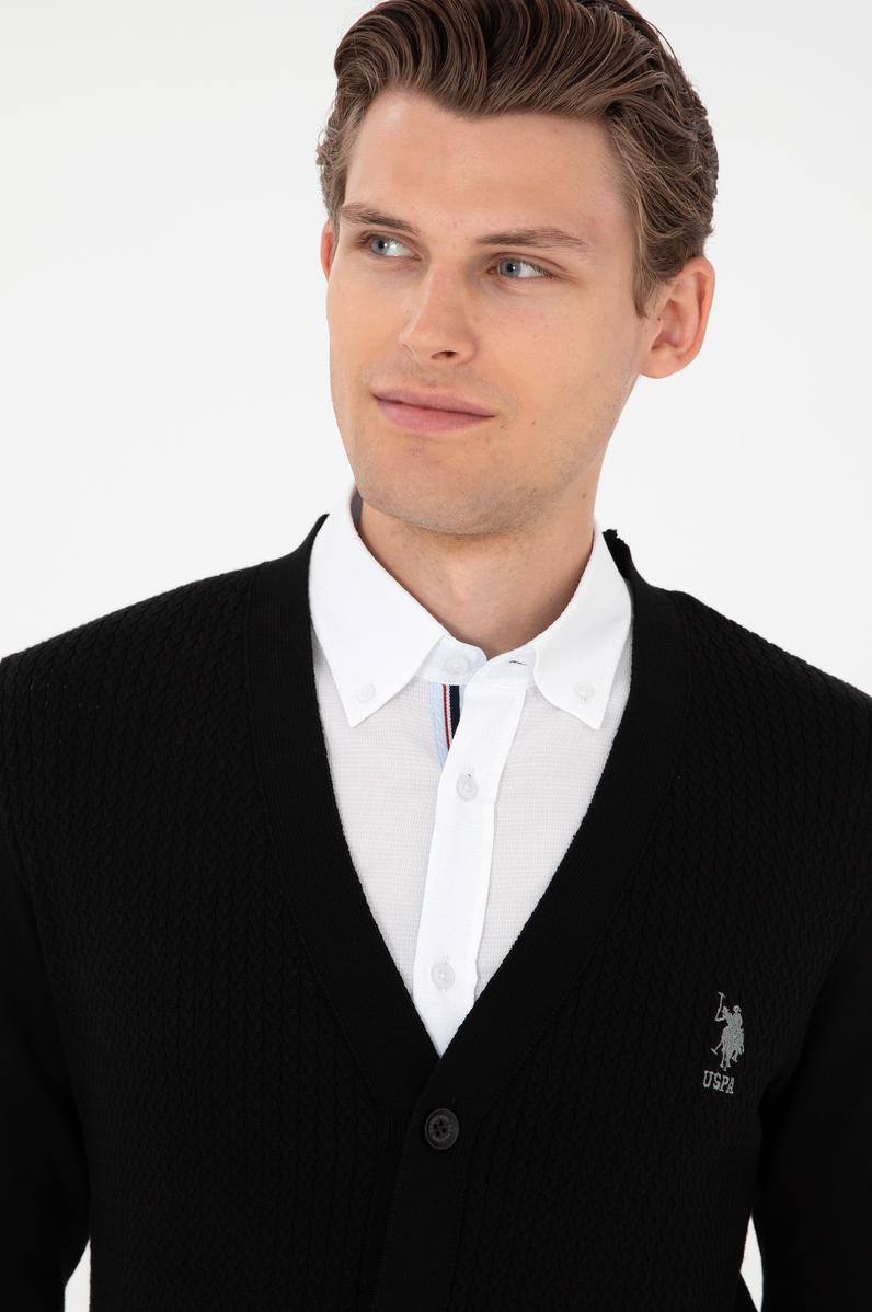 Erkek Siyah Basic Triko Hırka