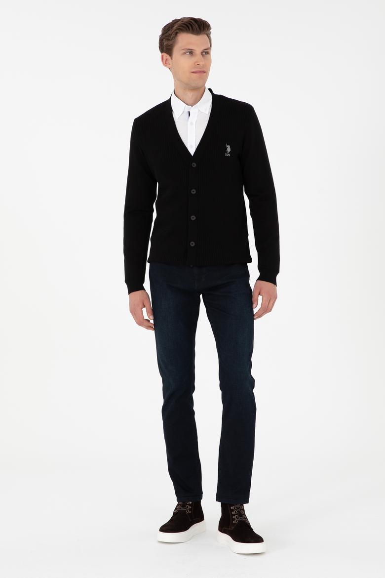 Erkek Siyah Basic Triko Hırka - 50268936016