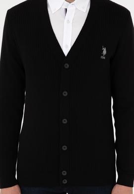 Erkek Siyah Basic Triko Hırka - 50268936016