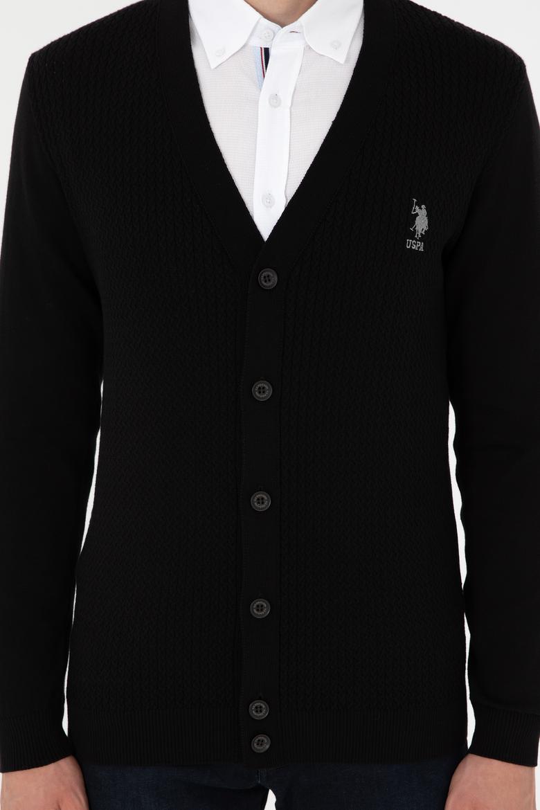 Erkek Siyah Basic Triko Hırka - 50268936016