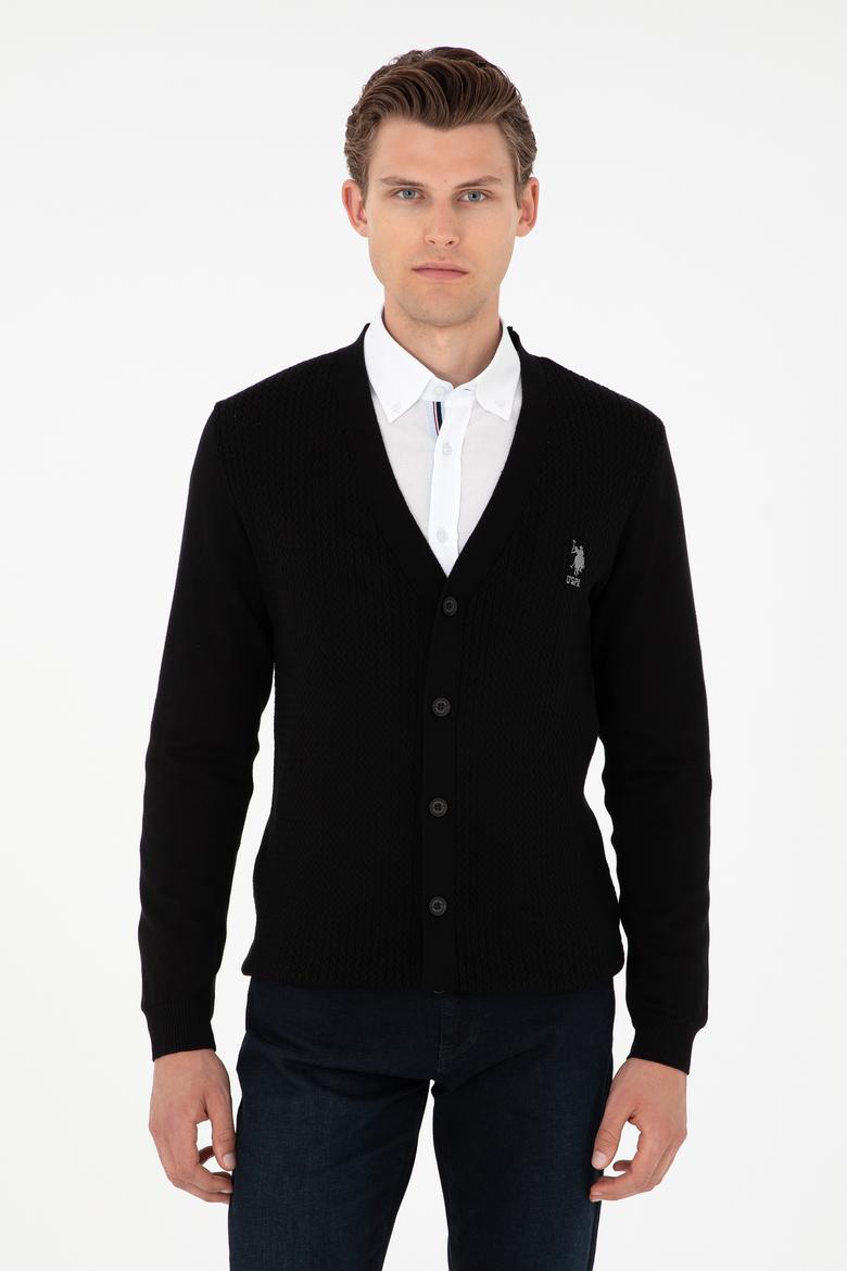 Erkek Siyah Basic Triko Hırka