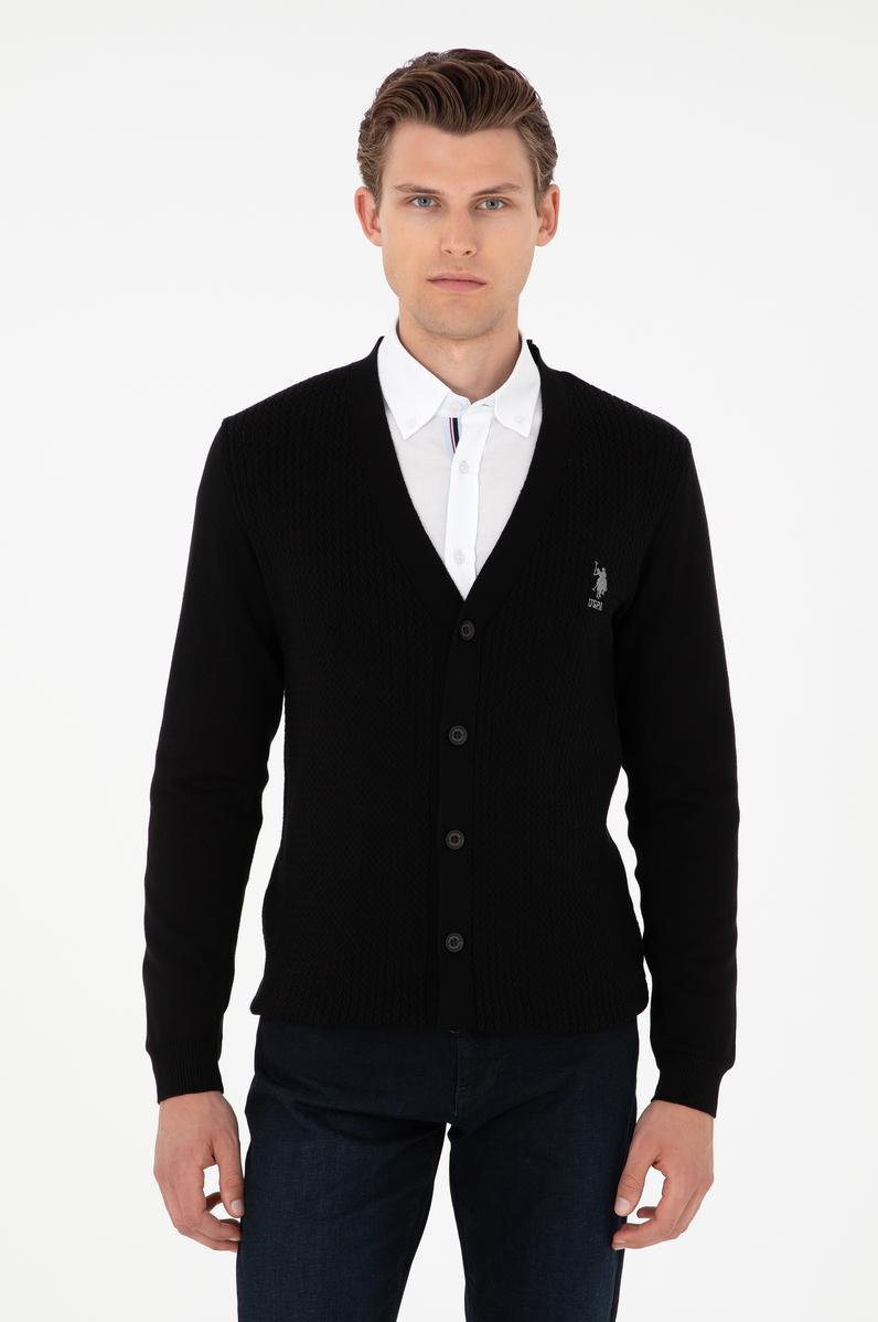 Erkek Siyah Basic Triko Hırka