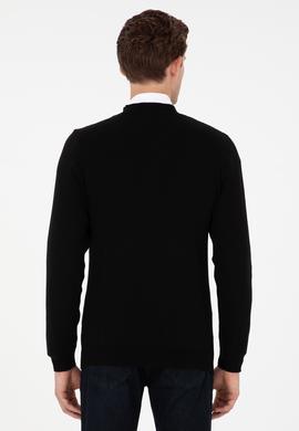 Erkek Siyah Basic Triko Hırka - 50268936016