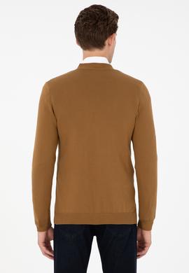 Erkek Açık Haki Basic Triko Hırka - 50268936044