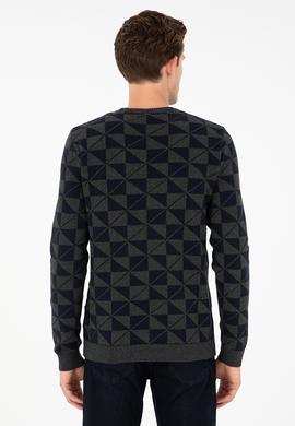 Erkek Regular Fit Bisiklet Yaka Antrasit Melanj Kazak - 50293024018