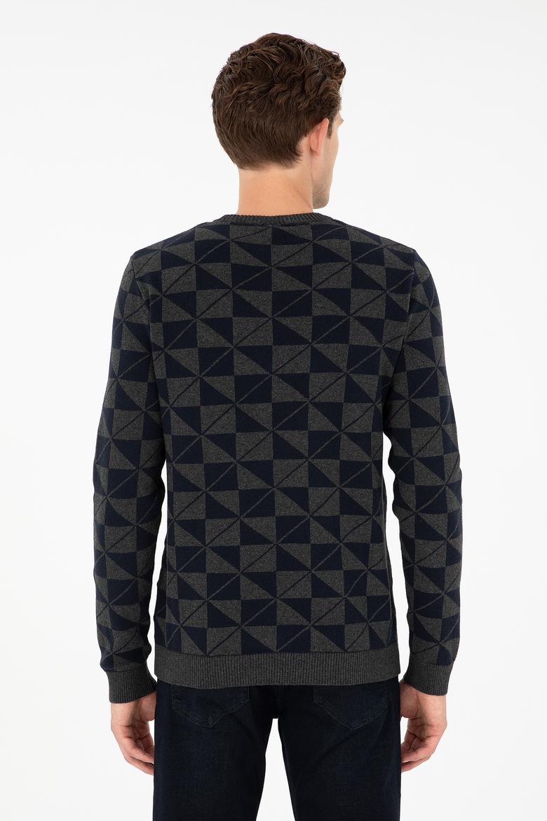 Erkek Regular Fit Bisiklet Yaka Antrasit Melanj Kazak - 50293024018