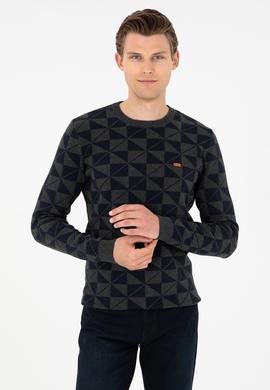 Erkek Regular Fit Bisiklet Yaka Antrasit Melanj Kazak - 50293024018