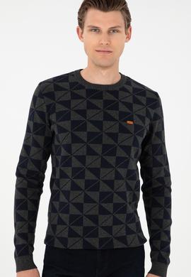 Erkek Regular Fit Bisiklet Yaka Antrasit Melanj Kazak - 50293024018