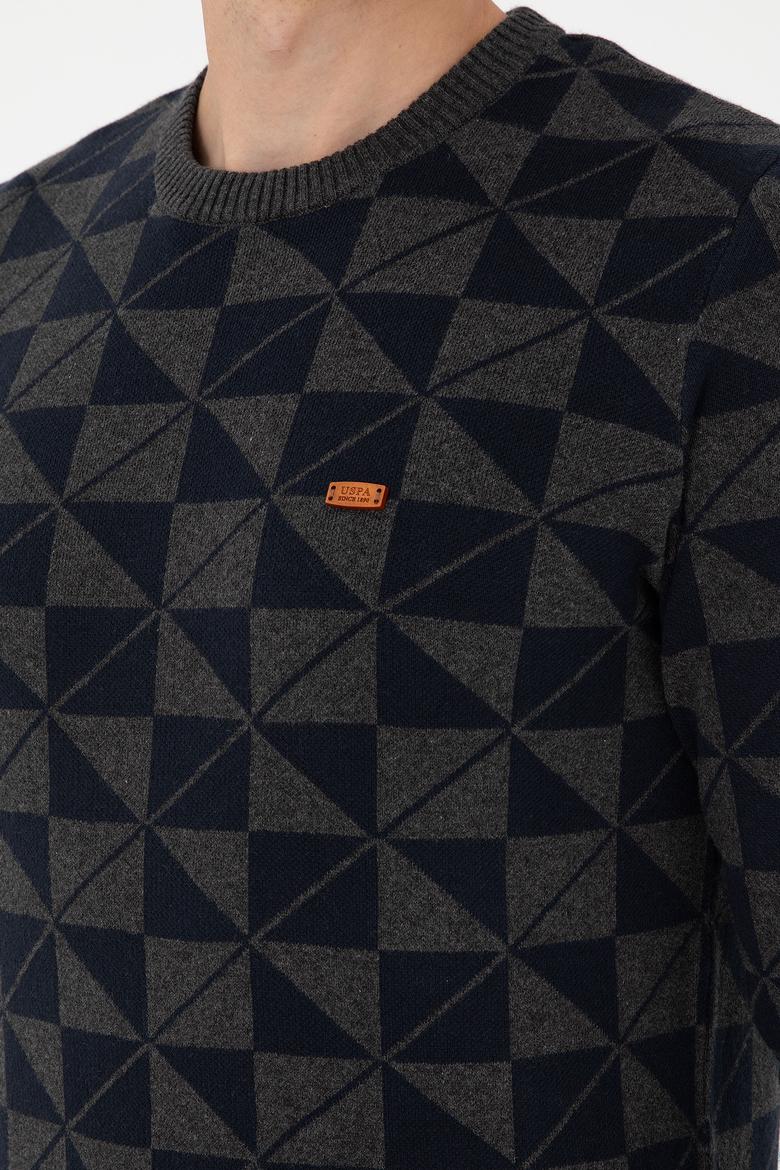 Erkek Regular Fit Bisiklet Yaka Antrasit Melanj Kazak - 50293024018