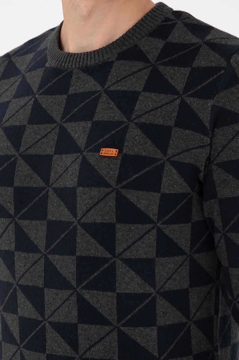 Erkek Regular Fit Bisiklet Yaka Antrasit Melanj Kazak