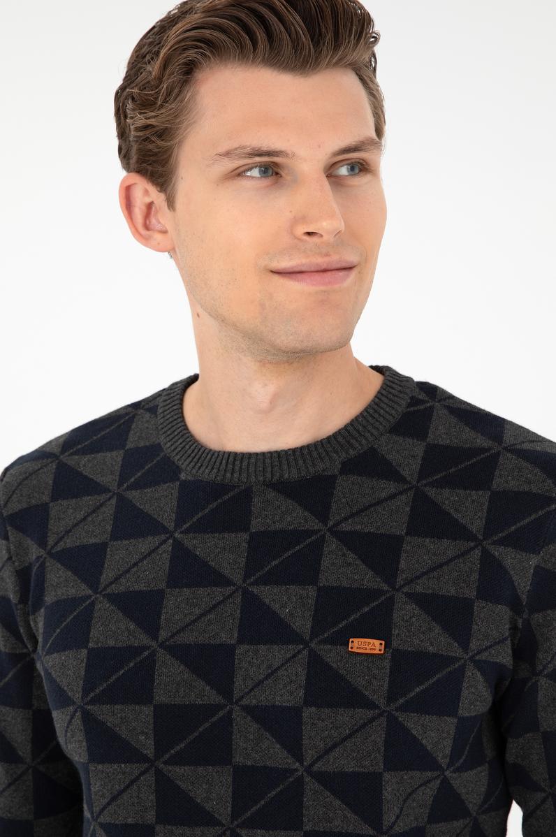 Erkek Regular Fit Bisiklet Yaka Antrasit Melanj Kazak