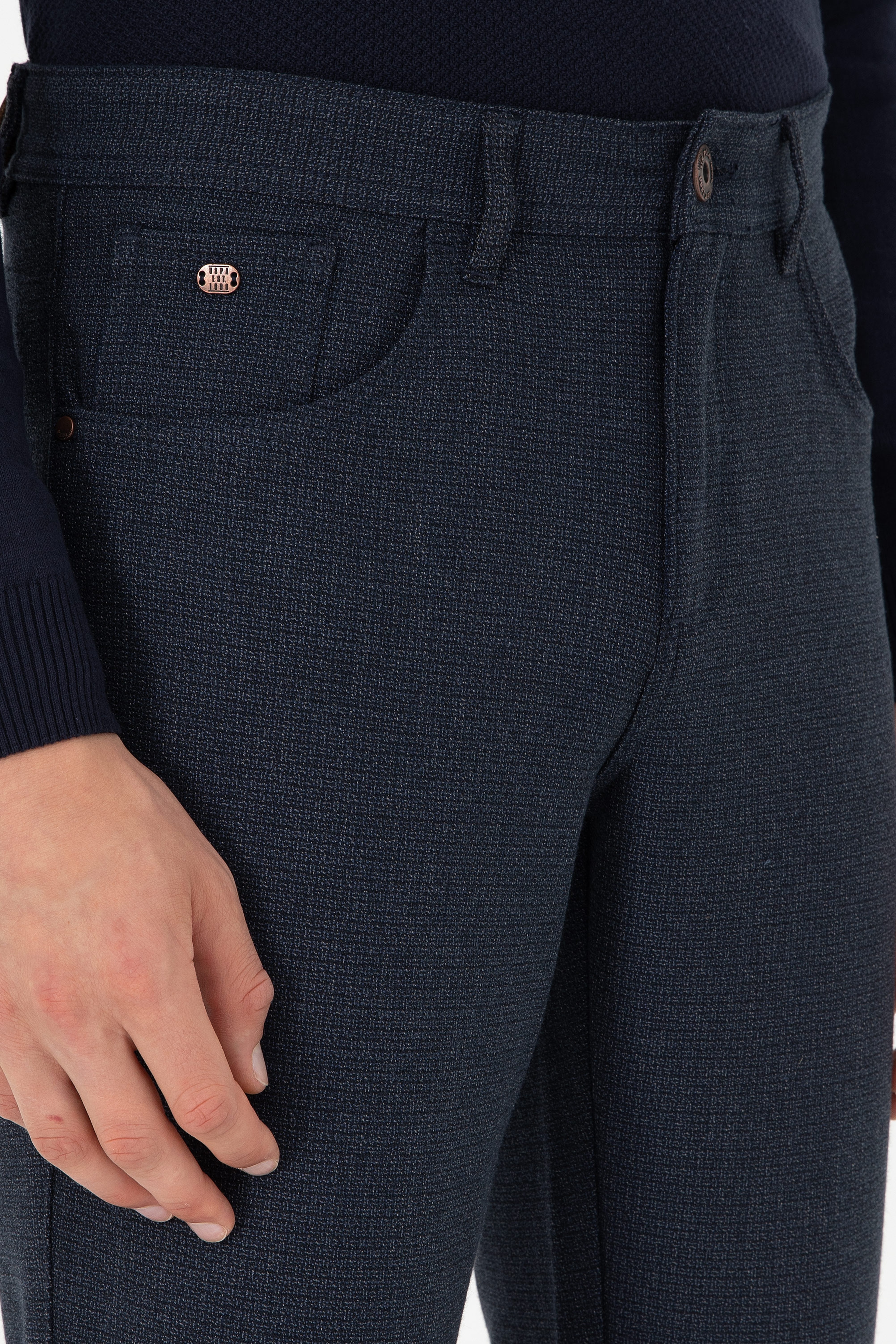Erkek Slim Fit Lacivert Kanvas Pantolon - Image 5