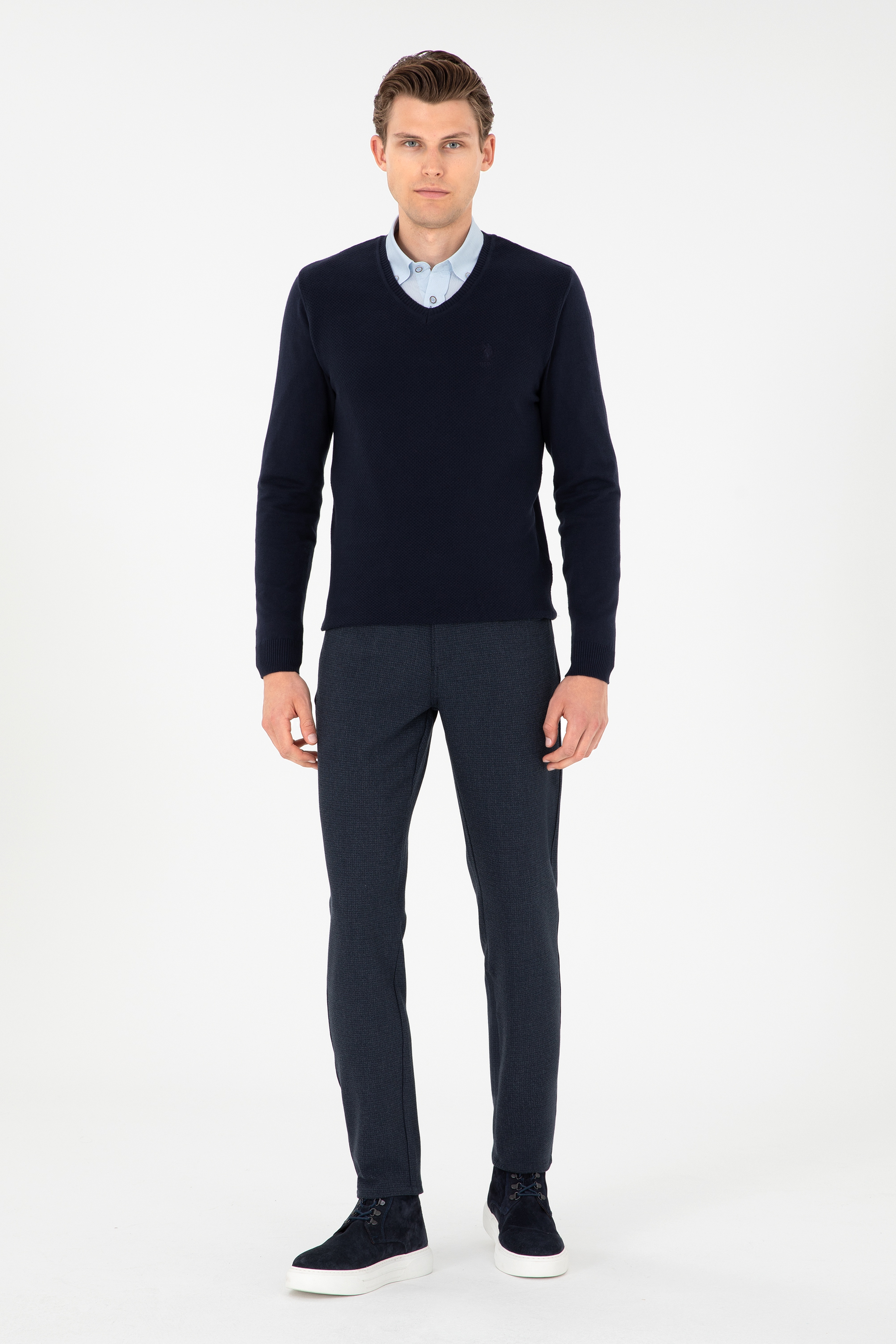 Erkek Slim Fit Lacivert Kanvas Pantolon