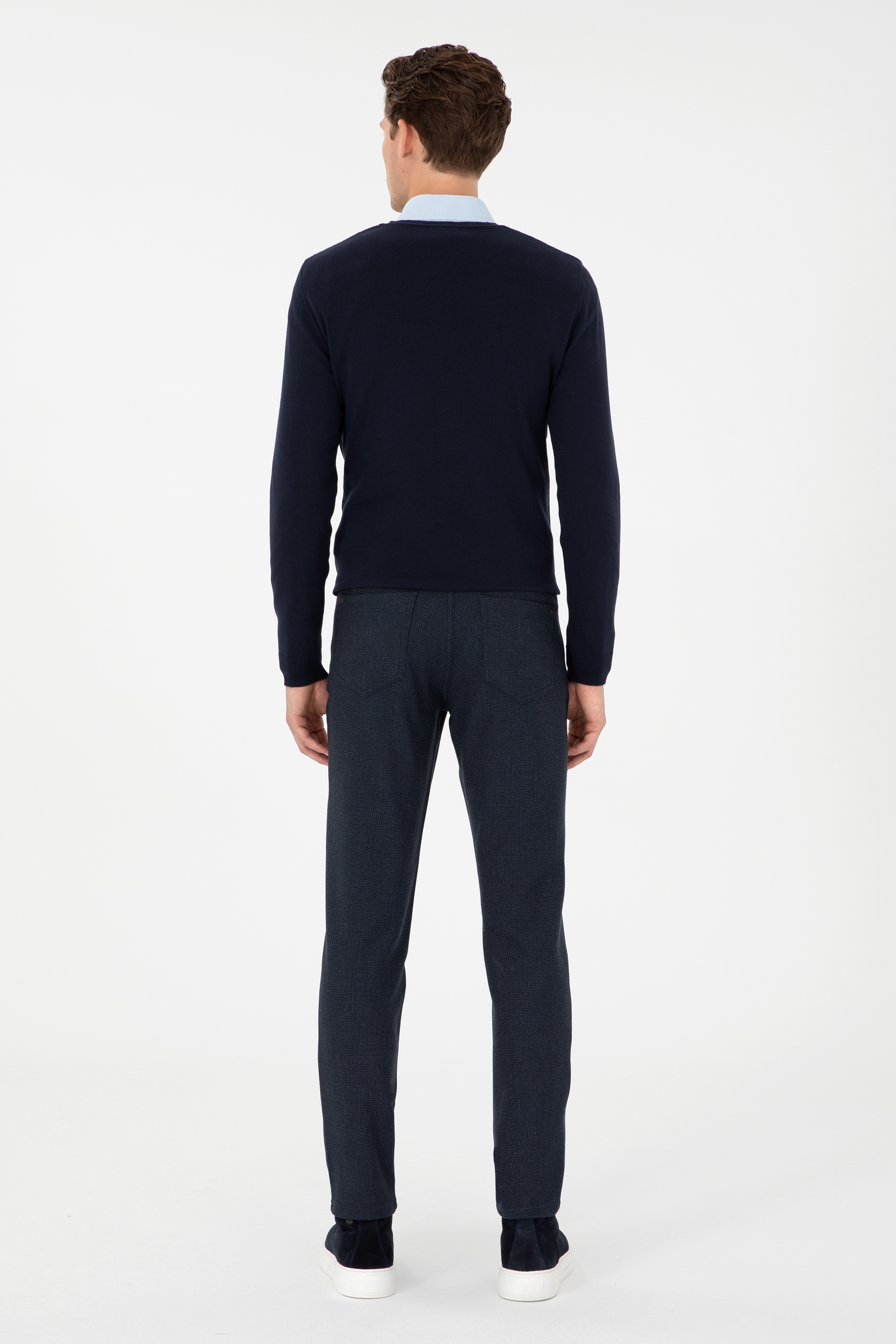 Erkek Slim Fit Lacivert Kanvas Pantolon