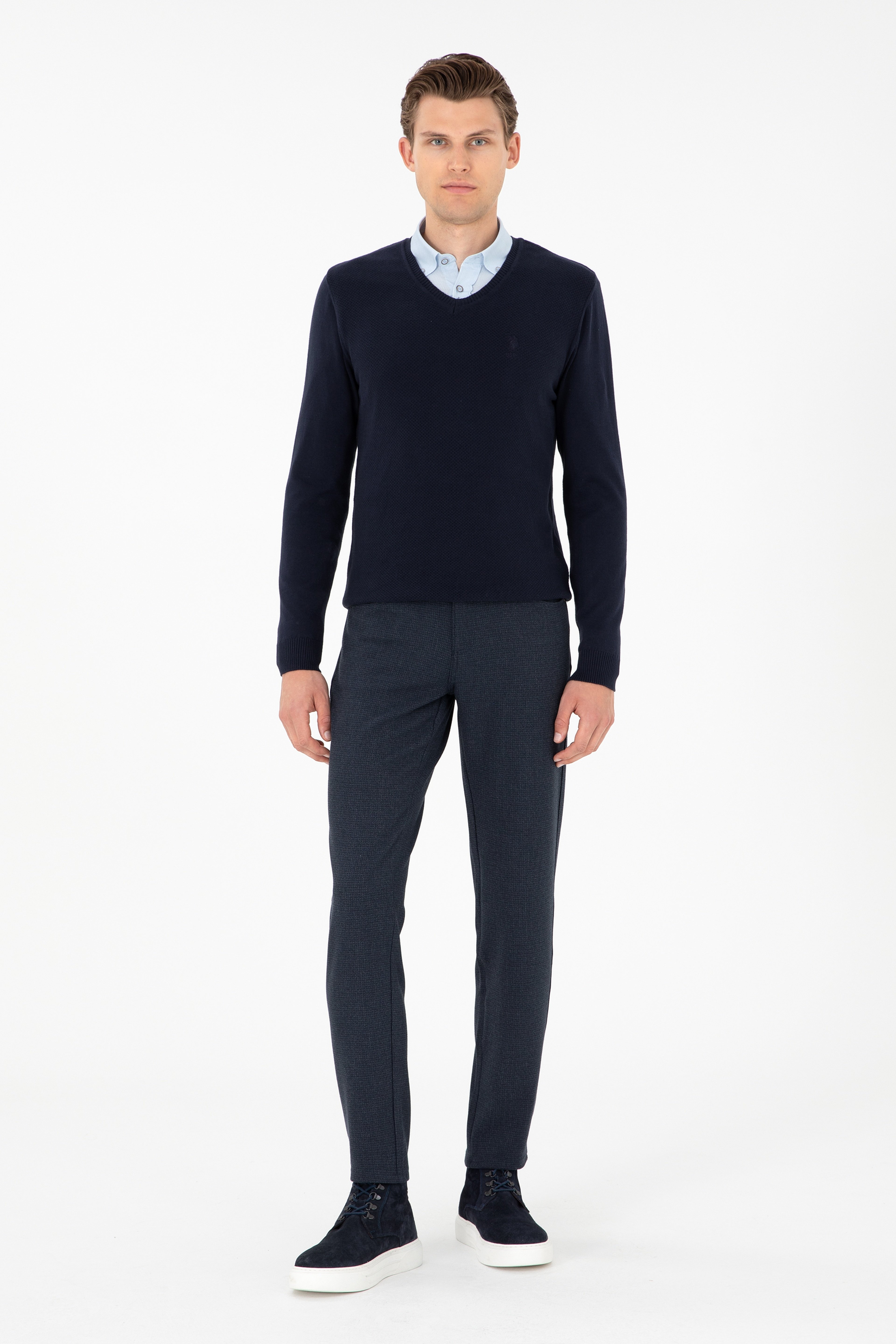 Erkek Slim Fit Lacivert Kanvas Pantolon