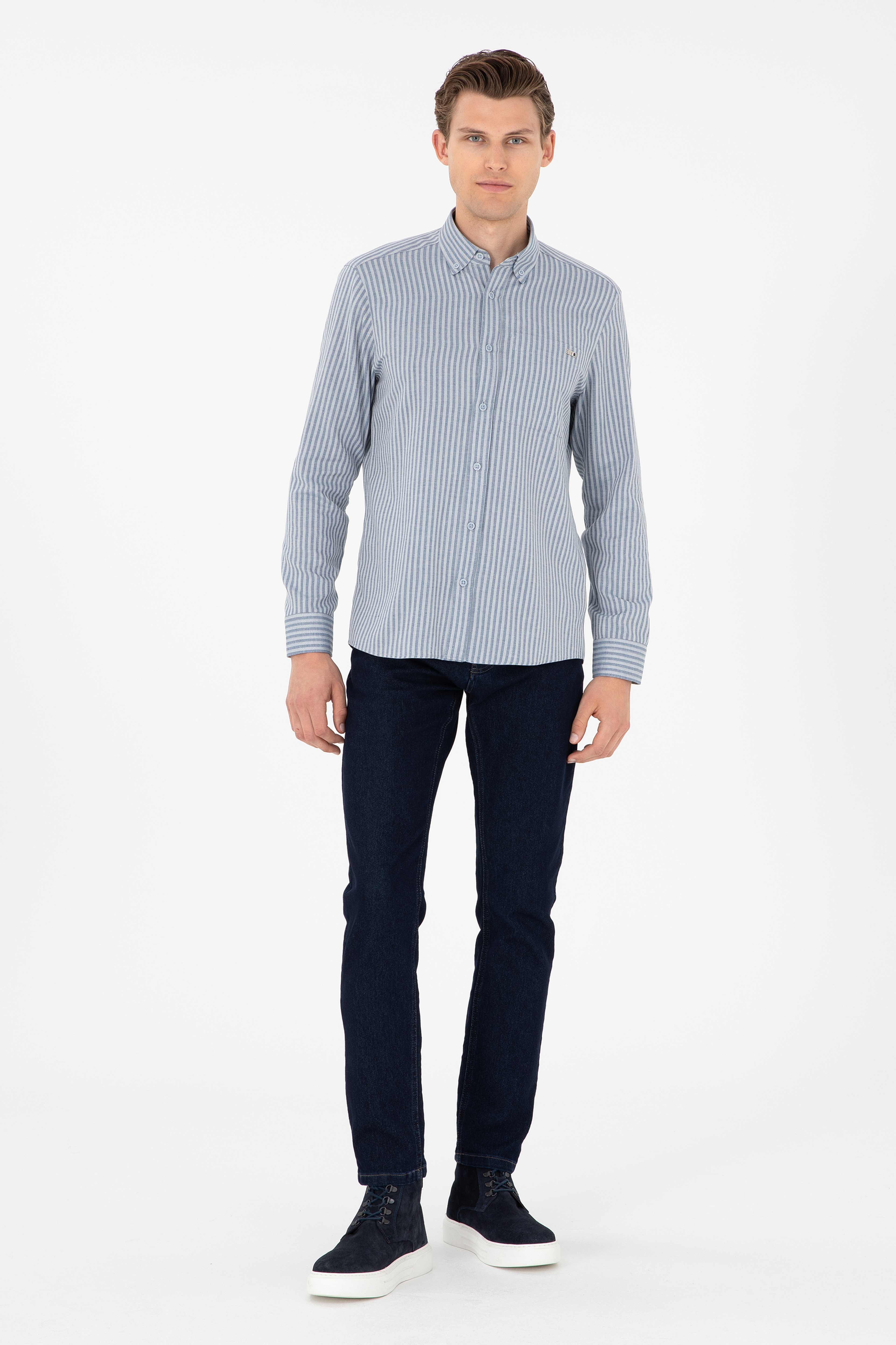 Erkek Mavi Slim Fit Jean Pantolon - Image 3