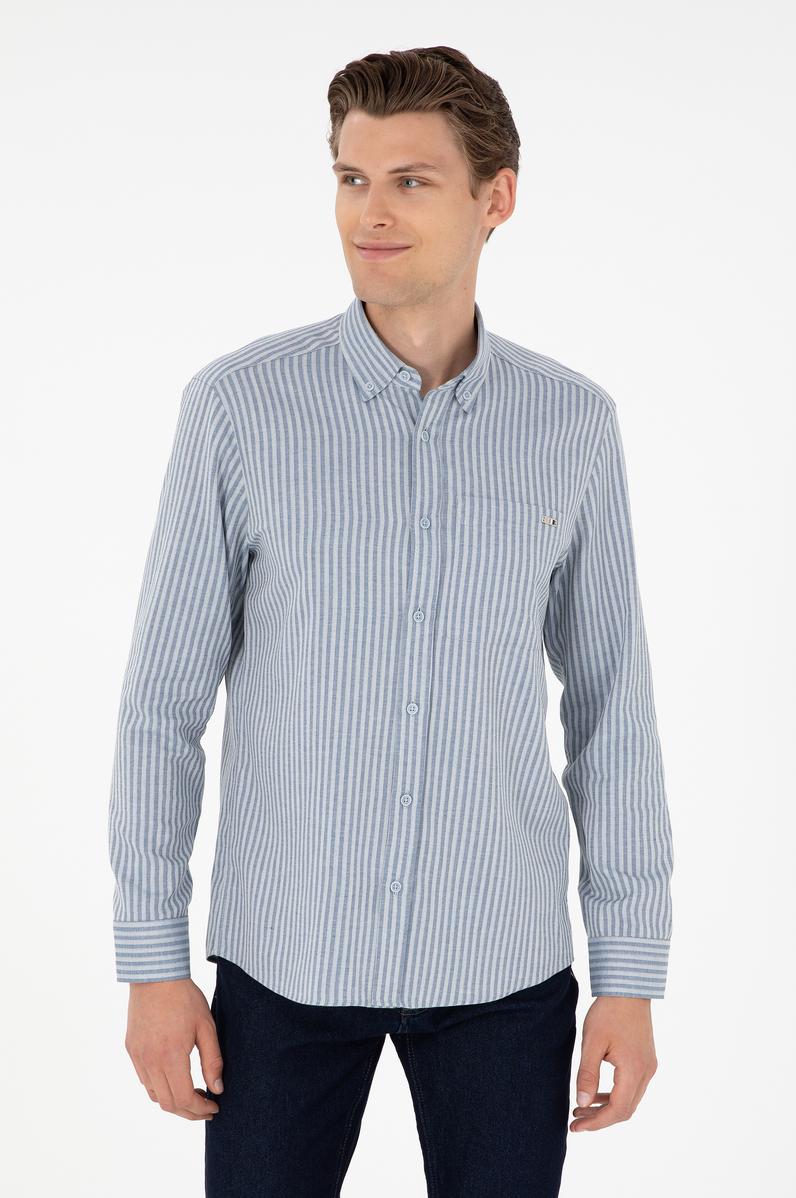 Erkek Açık Mavi Uzun Kollu Gömlek