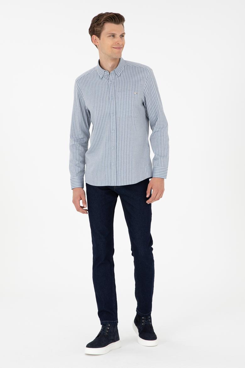 Erkek Açık Mavi Uzun Kollu Gömlek - 50292316012