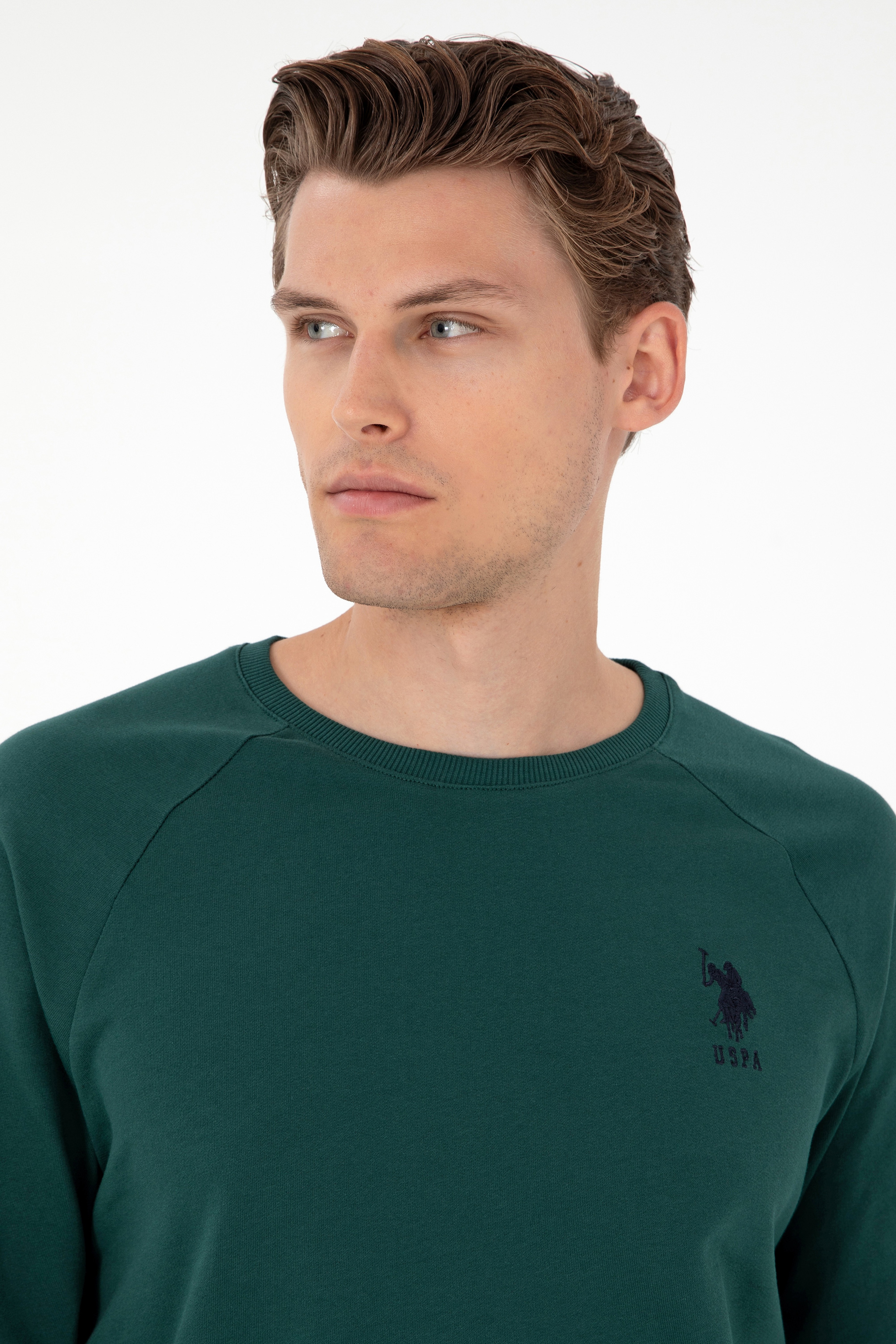 Erkek Koyu Yeşil Basic Sweatshirt - Image 2