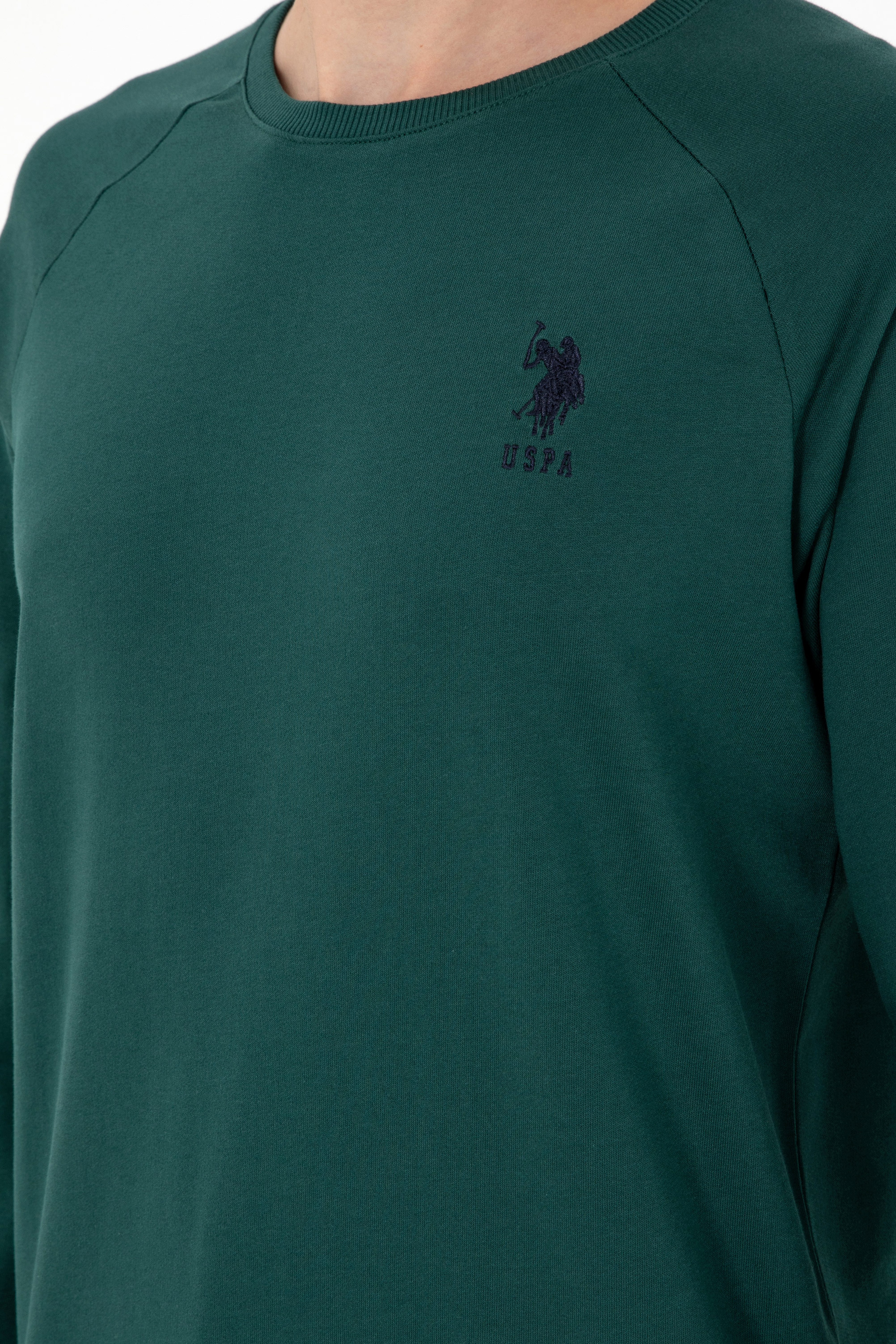 Erkek Koyu Yeşil Basic Sweatshirt - Image 7