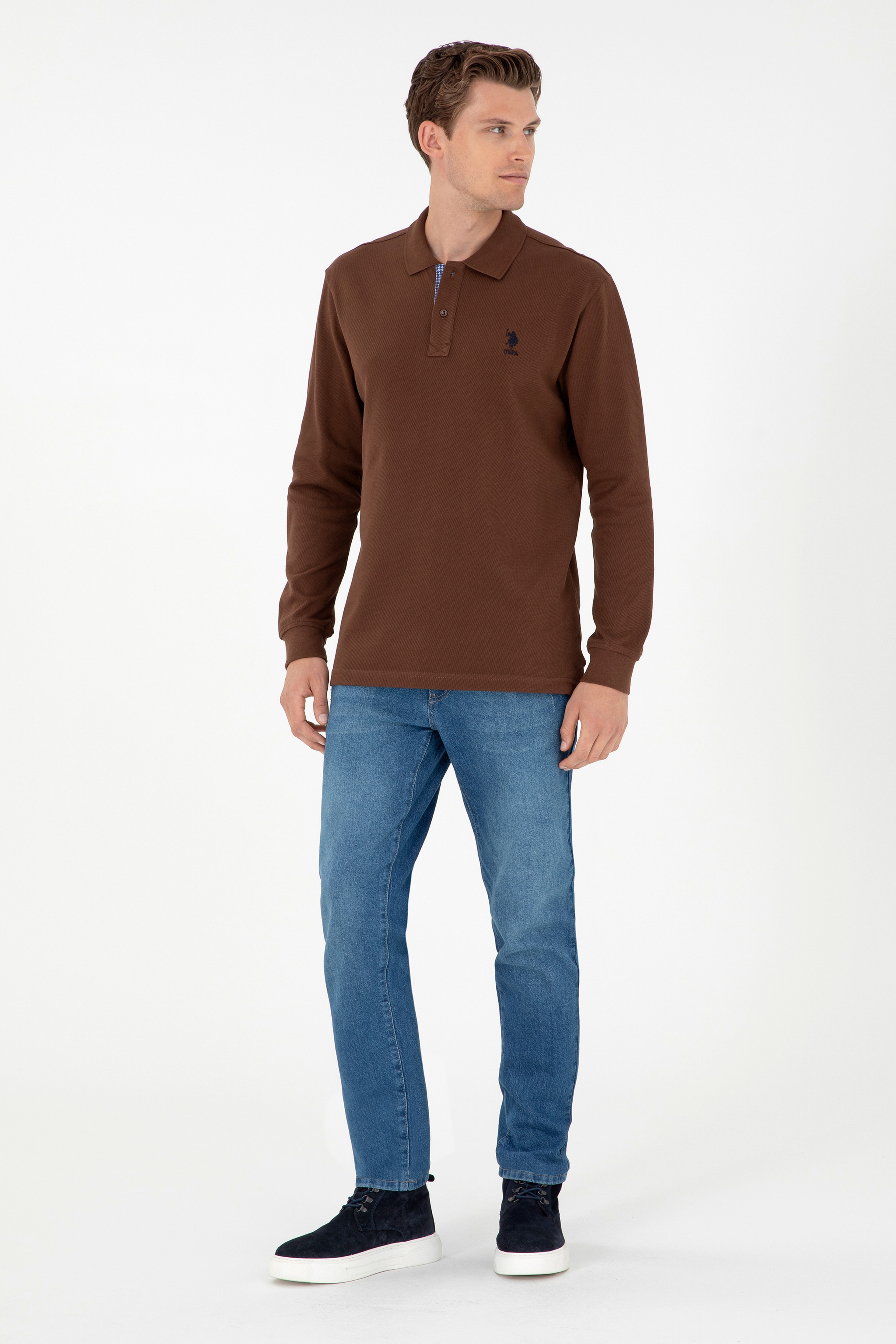 Erkek Kahverengi Basic Sweatshirt - Image 4