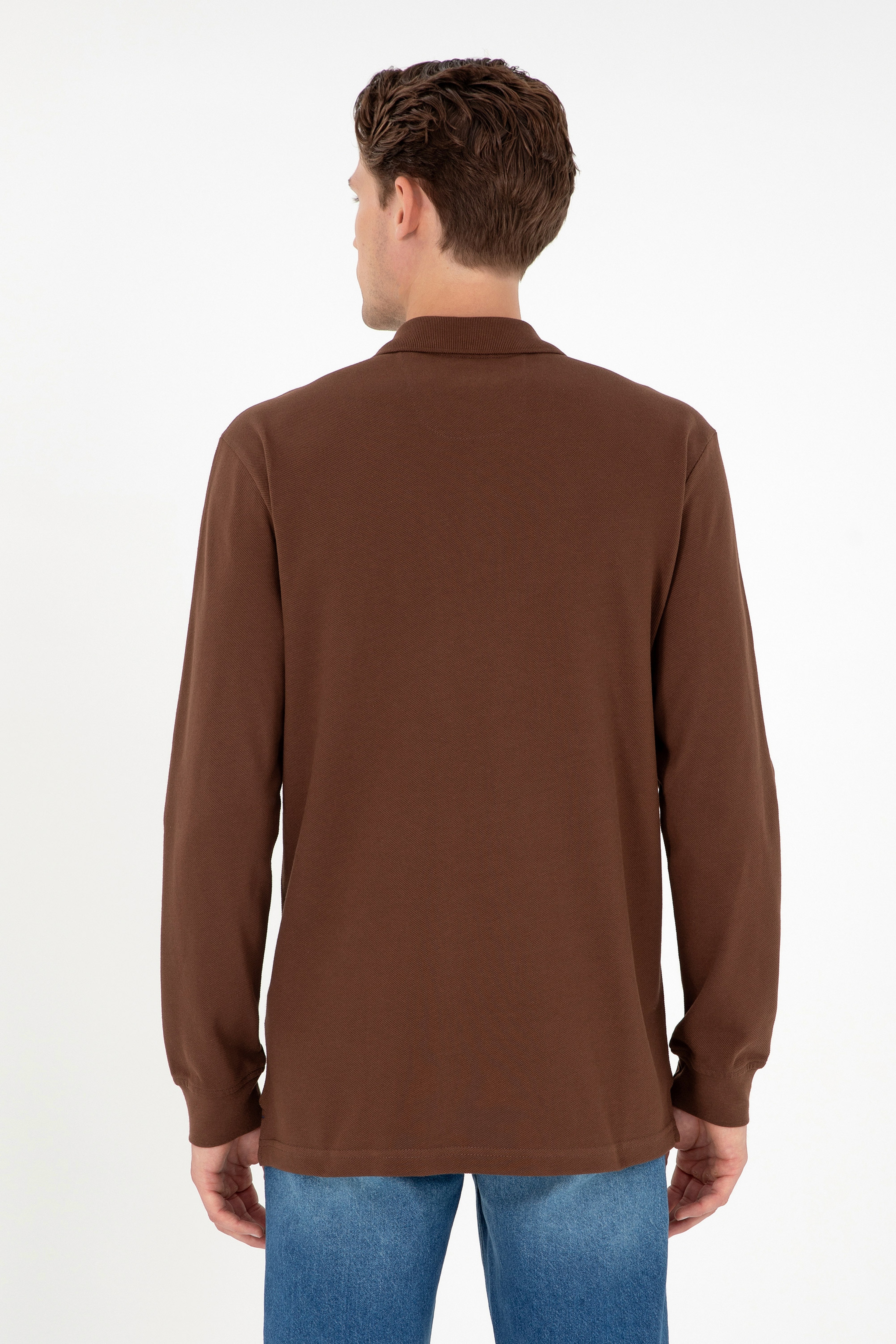 Erkek Kahverengi Basic Sweatshirt - Image 5
